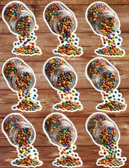 Jar of Rainbow Candy Die Cut Stickers Set Scrapbooking Laptop Water Bottle