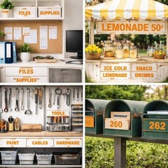 8 Sheets of Bright Orange Vinyl Letter & Number Stickers for Creative Projects