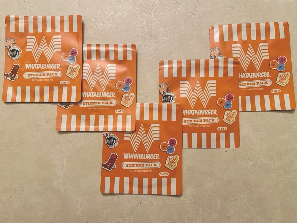 Whataburger 2026 Kids Meal Stickers, Complete Set Packs 1-5. Brand New, Sealed.