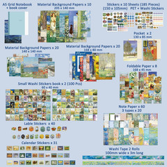 Scrapbooking Supplies Kit Plus 480Pcs, Vintage Van Gogh Oil Painting Aesthetic S