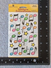 Vintage American Greetings Sticker Neom Color Music Notes Lot 2 Sheets NOS
