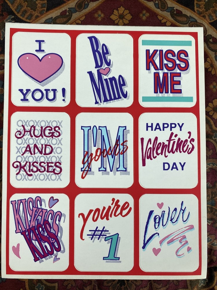 SANGAMON Valentines Day STICKERS 1 Sticker SHEET Vintage 1990