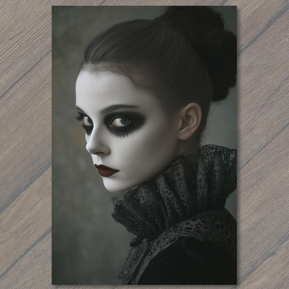 STICKER Dramatic Clown Portrait Piercing Eyes Horror Gaze Carnival Dark Makeu