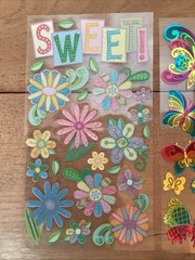 LOT of 3 Sticko Themed Stickers: Stained Glass Butterfly, Butterflies, Flowers