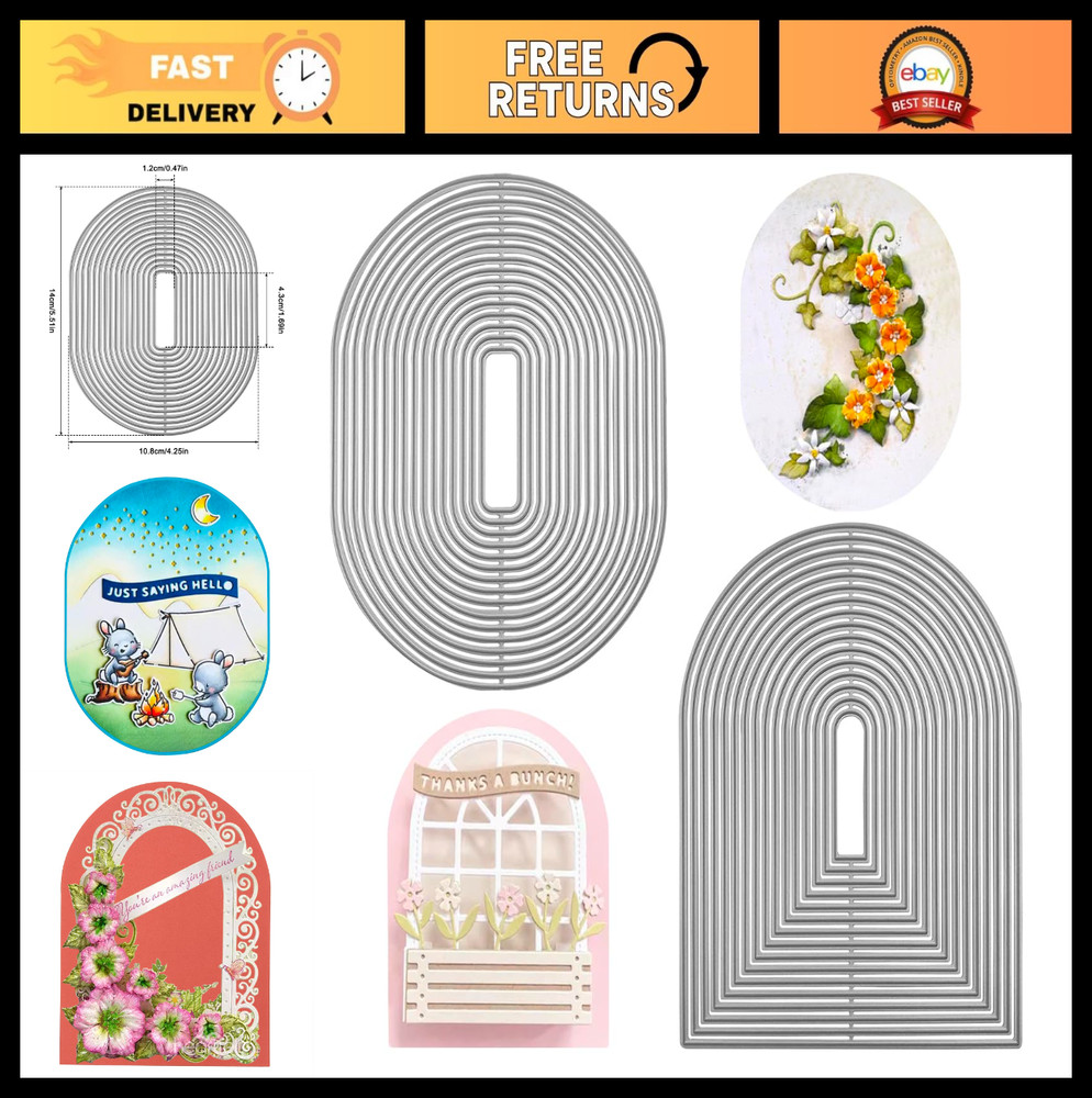 Arch & Oval Metal Die Cuts for Card Making, Stencil Embossing, DIY Scrapbooking