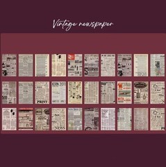 Vintage Newspaper 60-Piece Paper Pack Old World Ephemera Scrapbook Journal Craft
