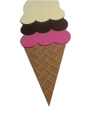 Ice Cream Cone Paper Piece Die Cut Handmade For Scrapbooking & Card Making