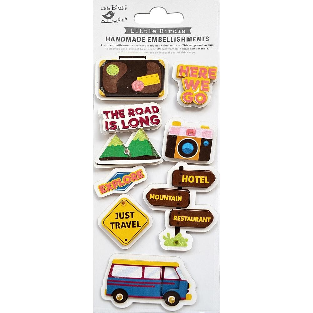 Stickers 3D Little Birdie Here We Go Road Trip Suitcase Van Hotel Restaurant