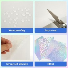 100PCS Holographic Laminate Sheets A4 Self-Adhesive Waterproof Sticker Paper – G