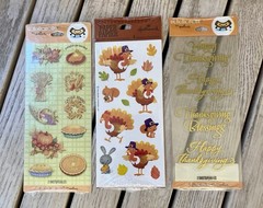 Vintage Hallmark Thanksgiving Sticker Lot Sealed 12 Packs Peanuts , Foil Fall