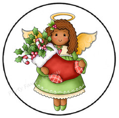 ANGEL WITH STOCKING CHRISTMAS ENVELOPE SEALS LABELS STICKERS PARTY FAVORS