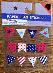 Horizon Group USA Banner Paper Flag Red Whit Blue W/ Shapes Scrapbook Stickers