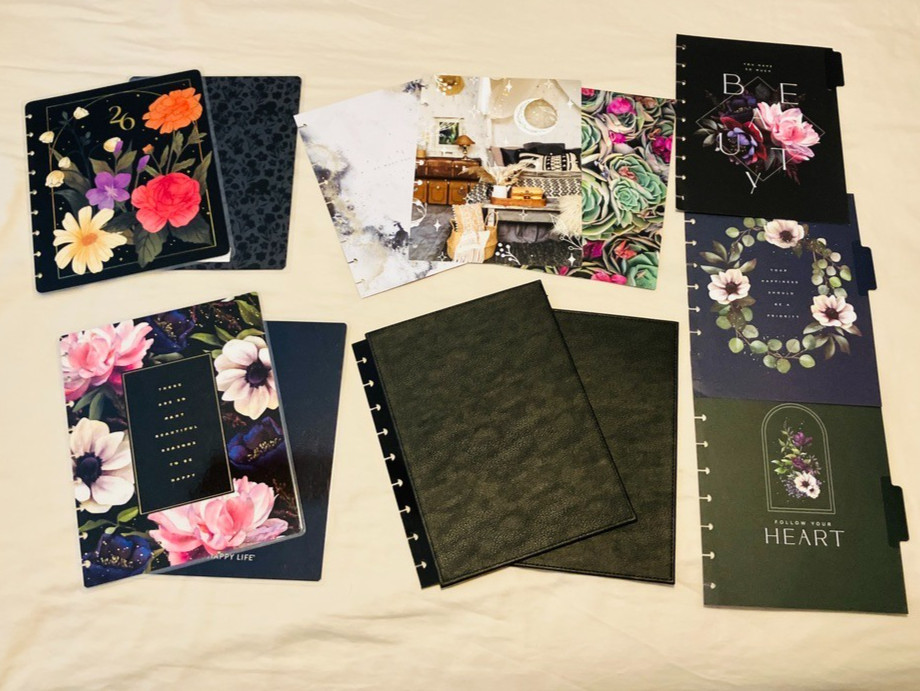 Happy Planner Lot of Classic Covers & Dividers – Moody Dark Floral – Deluxe