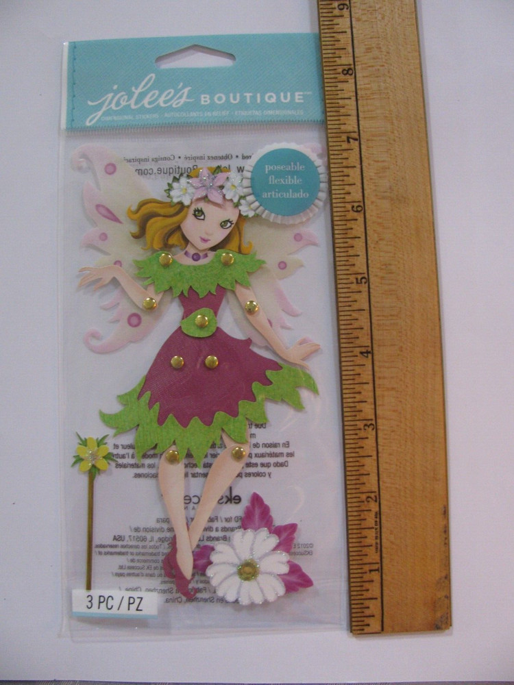 Jolee’s Boutique POSEABLE FAIRY Dimensional Stickers 3 Piece NIP