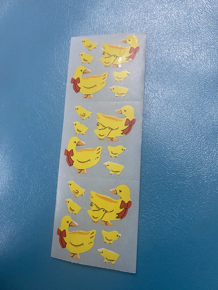 Vintage Kromekote Duck Family Sticker Strip – 3 Connecting Mods 2.5×2 Inches Ea.