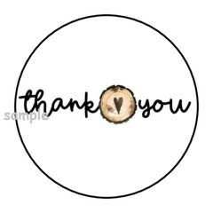 30 THANK YOU RUSTIC ENVELOPE SEALS LABELS STICKERS 1.5″ ROUND WOOD HEART GIFTS