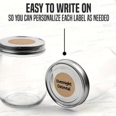 Kraft Label Stickers 1000pcs Round & Heart 2 Rolls Writable Jar Food Labels