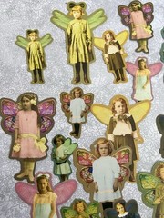 Set of 15 Vintage Cute Creepy Fairy Children Easter Pastel Stickers Scrapbooking