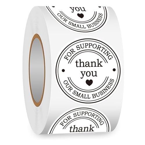 2″ Round Classic Retro Stickers Thank You for Supporting Our Small 2 inch White