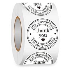 2″ Round Classic Retro Stickers Thank You for Supporting Our Small 2 inch White