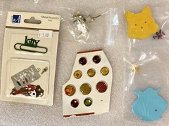 7 Diff Sets Deco Cat,Pebble & Flower Themed Brads-Assorted Brands -You Choose