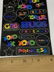 Mrs Grossman’s Glitter GAB Girly XOXO Princess Scrapbook Stickers 2 Sheets 6.5×4
