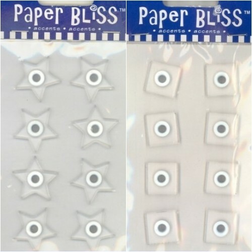 2 Sets PAPERBILITIES / PAPER BLISS CLEAR ACRYLIC SNAPS STARS and SQUARES 16 pcs
