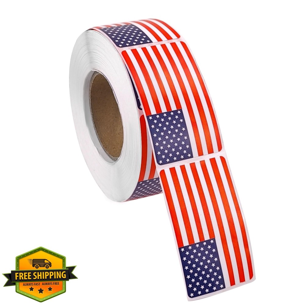 HFZRZFH 500 Pcs American Flag Stickers Roll