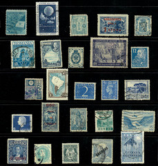 25 Blue Slate Indigo Steel Worldwide Used Stamps Color Lot — Crafts Art (WM251)