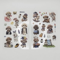 Cute Poodle Puppy PET Sticker Pack 4 Sheets Planner Journal Scrapbook Decor Kids