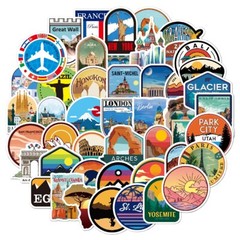 50pcs Architecture Stickers, History Monument Buildings Cultural Symbols 081