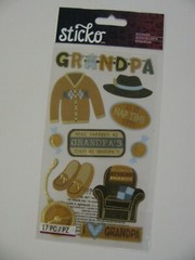 Sticko Stickers GRANDPA Nap Time, Sweater, Slippers 17 Pieces NIP
