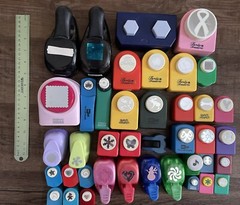 HUGE MIXED LOT 40 PAPER CRAFT PUNCHES Scrapbooking HOLIDAYS SHAPES FLOWERS