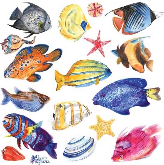 Violette Stickers Tropical Fish Sea Ocean Life Crafts Planner Supply Scrapbook