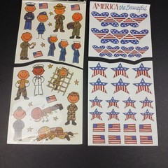 MAMBI Military Kids SP-173 & America the Beautiful SR-159 Stickers Textured