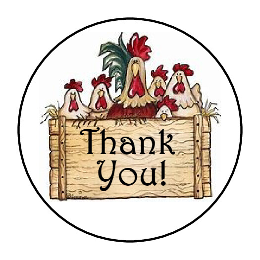 30 1.5″ THANK YOU CHICKEN FAVOR LABELS ROUND STICKERS***