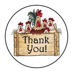 30 1.5″ THANK YOU CHICKEN FAVOR LABELS ROUND STICKERS***