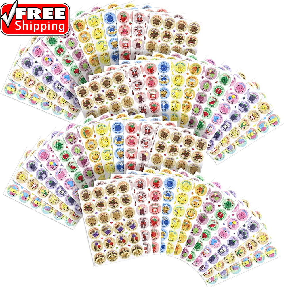 Scratch and Sniff Stickers, 1152 Pieces Fruits and Foods Smelly Stickers, 12 Dif