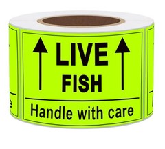 Remarkable Live Fish Stickers Shipping Labels, 2 X 3 Inch Fluorescent Green Plea