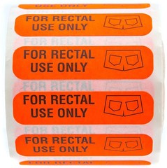 Red for Rectal Use Only Stickers / 500 Small Labels / 0.375″ x 1.5″ Fluorescent