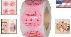 500 Pcs Waterproof Rose Gold Foil Thank You Stickers – Perfect for Packaging