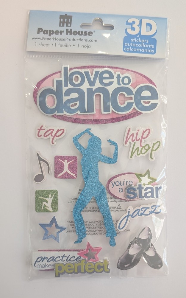 Love To Dance Tap Jazz Hip Hop 3D Scrapbooking Stickers By Paper House