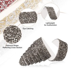 1 Inch x 1 Yard Crystal Rhinestone Sticker Ribbon Silver Grey