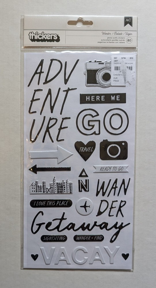 Thickers Wander Travel Vacation Adventure Glossy Puffy Scrapbooking Stickers