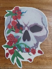 ACEO Skull Sticker Vinyl Pastel Goth Junk Journal Scrapbook Decor Art Rose