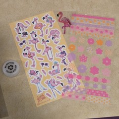 Stickii Club Pipsticks Pink Cute Flamingo Sticker Sheet Bundle summer colorful