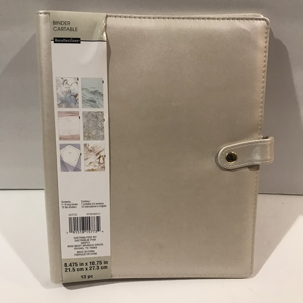 Recollections Light Gold 13 Piece 6 Ring Binder Monthly Planner
