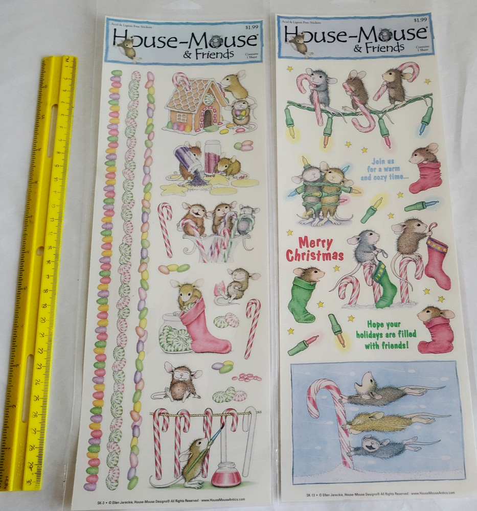 House Mouse & Friends Christmas Holiday Themed Stickers x2 New