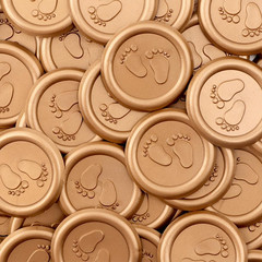 25Pcs Footprint Wax Seal Stickers,Gold Self Adhesive Envelope Seal Stickers,Grea