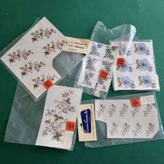 Vtg Ceramic Decals Mixed Media Water Mount Transfers Lot N Brown Blue Floral